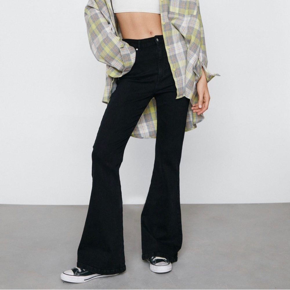 Nasty Gal High Waisted Stretch Denim Flares